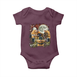 Hamster Deadlift Baby Onesie Funny Cute Rat Fitness Gym Weightlifting Meme TS10 Maroon Print Your Wear