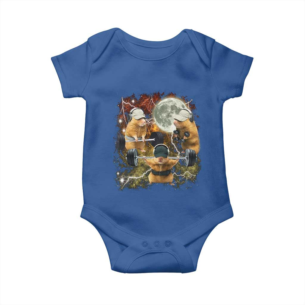 Hamster Deadlift Baby Onesie Funny Cute Rat Fitness Gym Weightlifting Meme TS10 Royal Blue Print Your Wear