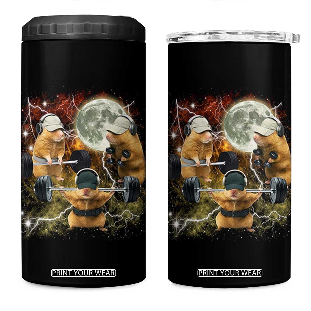 Hamster Deadlift 4 in 1 Can Cooler Tumbler Funny Cute Rat Fitness Gym Weightlifting Meme TS10 One Size: 16 oz Black Print Your Wear