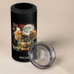 Hamster Deadlift 4 in 1 Can Cooler Tumbler Funny Cute Rat Fitness Gym Weightlifting Meme TS10 Print Your Wear
