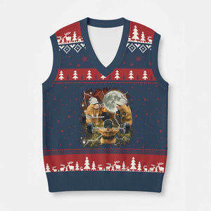 Hamster Deadlift V-Neck Knit Sweater Vest Funny Cute Rat Fitness Gym Weightlifting Meme TS10 Navy Red Print Your Wear
