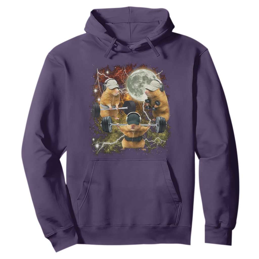 Hamster Deadlift Hoodie Funny Cute Rat Fitness Gym Weightlifting Meme TS10 Purple Print Your Wear