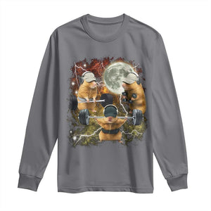 Hamster Deadlift Long Sleeve Shirt Funny Cute Rat Fitness Gym Weightlifting Meme TS10 Charcoal Print Your Wear
