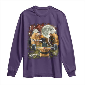 Hamster Deadlift Long Sleeve Shirt Funny Cute Rat Fitness Gym Weightlifting Meme TS10 Purple Print Your Wear