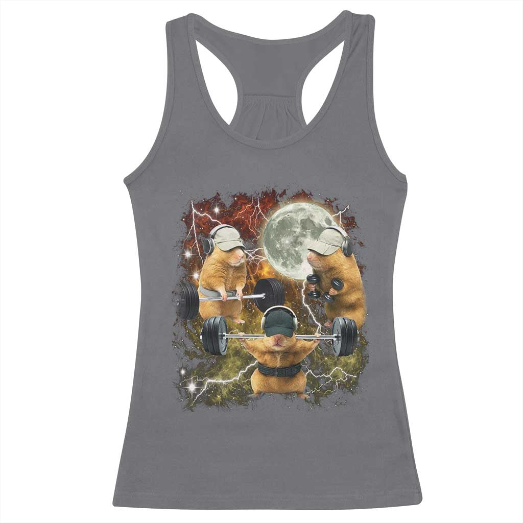 Hamster Deadlift Racerback Tank Top Funny Cute Rat Fitness Gym Weightlifting Meme TS10 Charcoal Print Your Wear