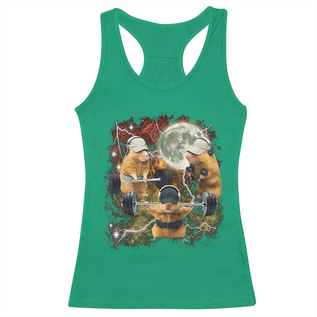 Hamster Deadlift Racerback Tank Top Funny Cute Rat Fitness Gym Weightlifting Meme TS10 Irish Green Print Your Wear