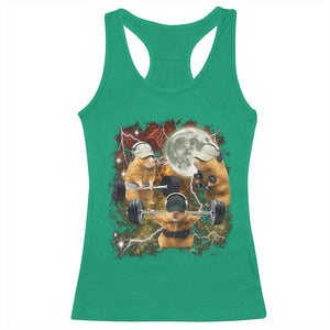 Hamster Deadlift Racerback Tank Top Funny Cute Rat Fitness Gym Weightlifting Meme TS10 Irish Green Print Your Wear