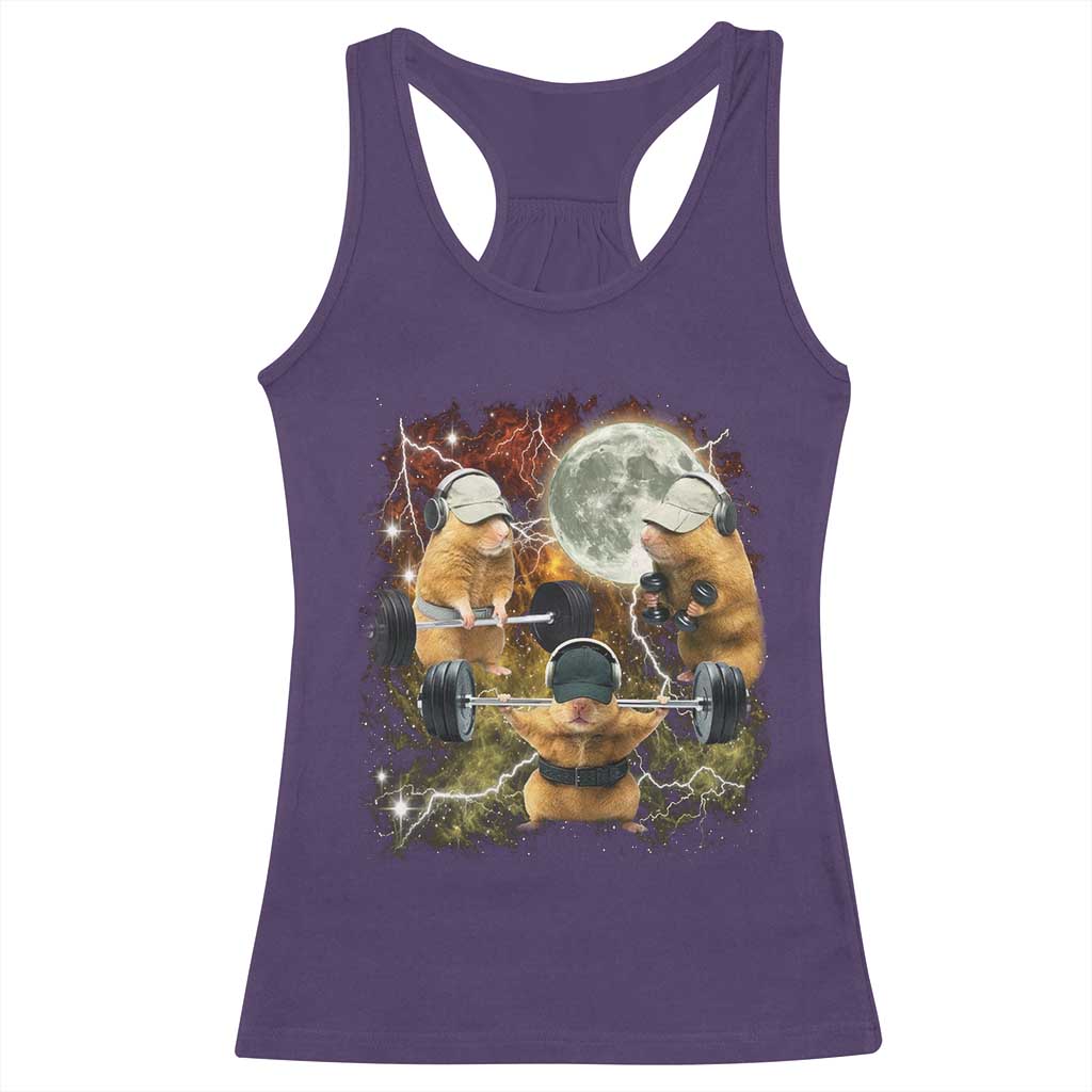 Hamster Deadlift Racerback Tank Top Funny Cute Rat Fitness Gym Weightlifting Meme TS10 Purple Print Your Wear