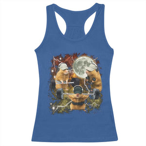 Hamster Deadlift Racerback Tank Top Funny Cute Rat Fitness Gym Weightlifting Meme TS10 Royal Blue Print Your Wear