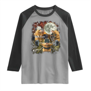 Hamster Deadlift Raglan Shirt Funny Cute Rat Fitness Gym Weightlifting Meme TS10 Sport Gray Black Print Your Wear
