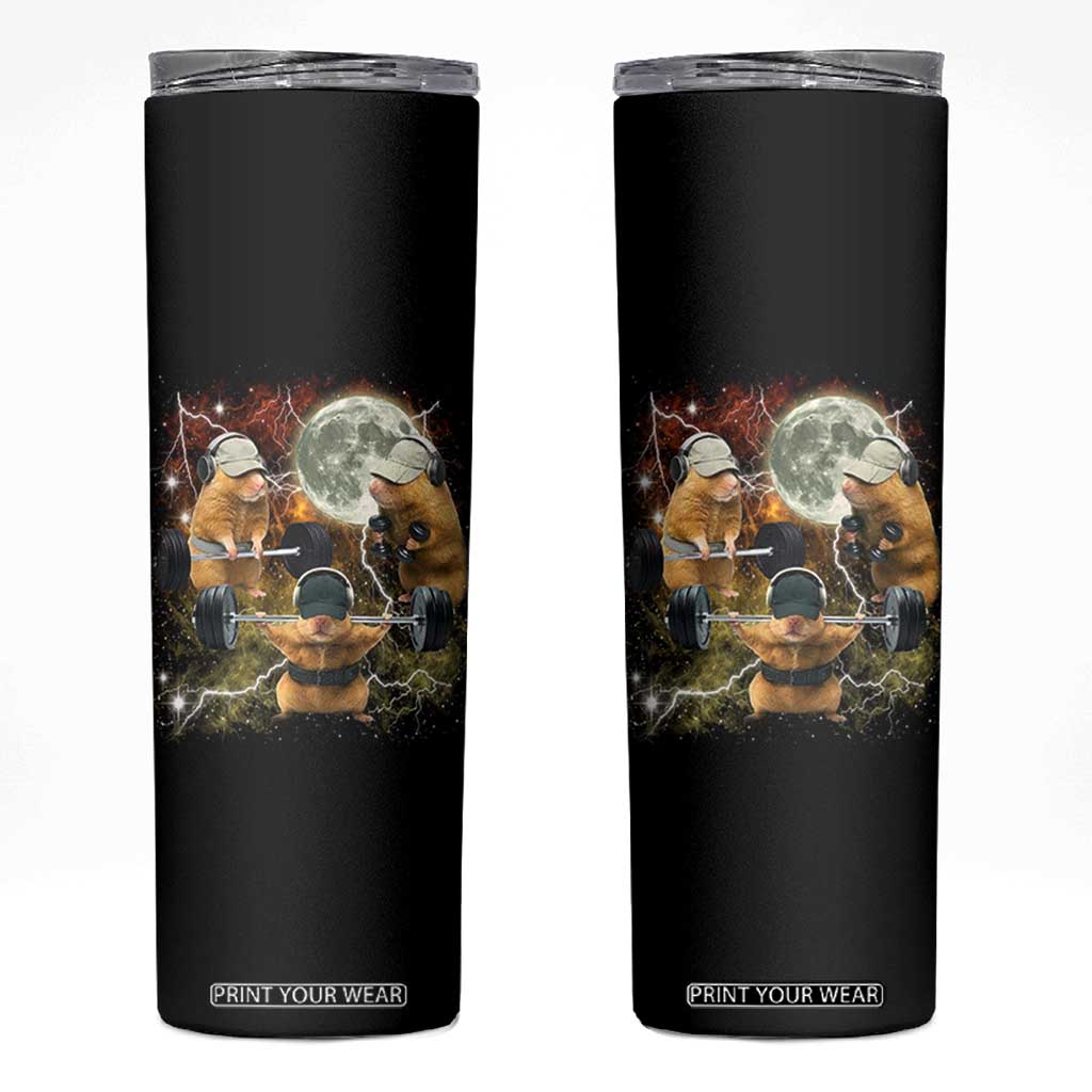 Hamster Deadlift Skinny Tumbler Funny Cute Rat Fitness Gym Weightlifting Meme TS10 Black Print Your Wear