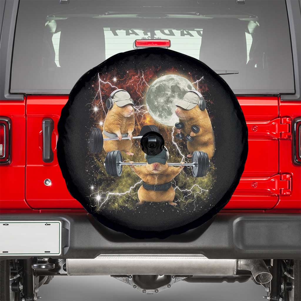 Hamster Deadlift Spare Tire Cover Funny Cute Rat Fitness Gym Weightlifting Meme TS10 Black Print Your Wear