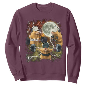 Hamster Deadlift Sweatshirt Funny Cute Rat Fitness Gym Weightlifting Meme TS10 Maroon Print Your Wear