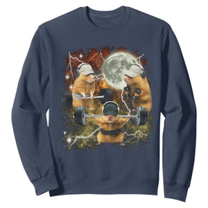 Hamster Deadlift Sweatshirt Funny Cute Rat Fitness Gym Weightlifting Meme TS10 Navy Print Your Wear