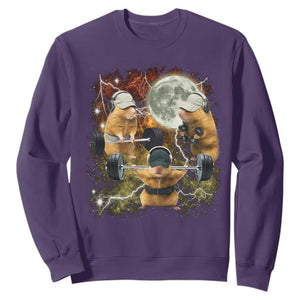 Hamster Deadlift Sweatshirt Funny Cute Rat Fitness Gym Weightlifting Meme TS10 Purple Print Your Wear