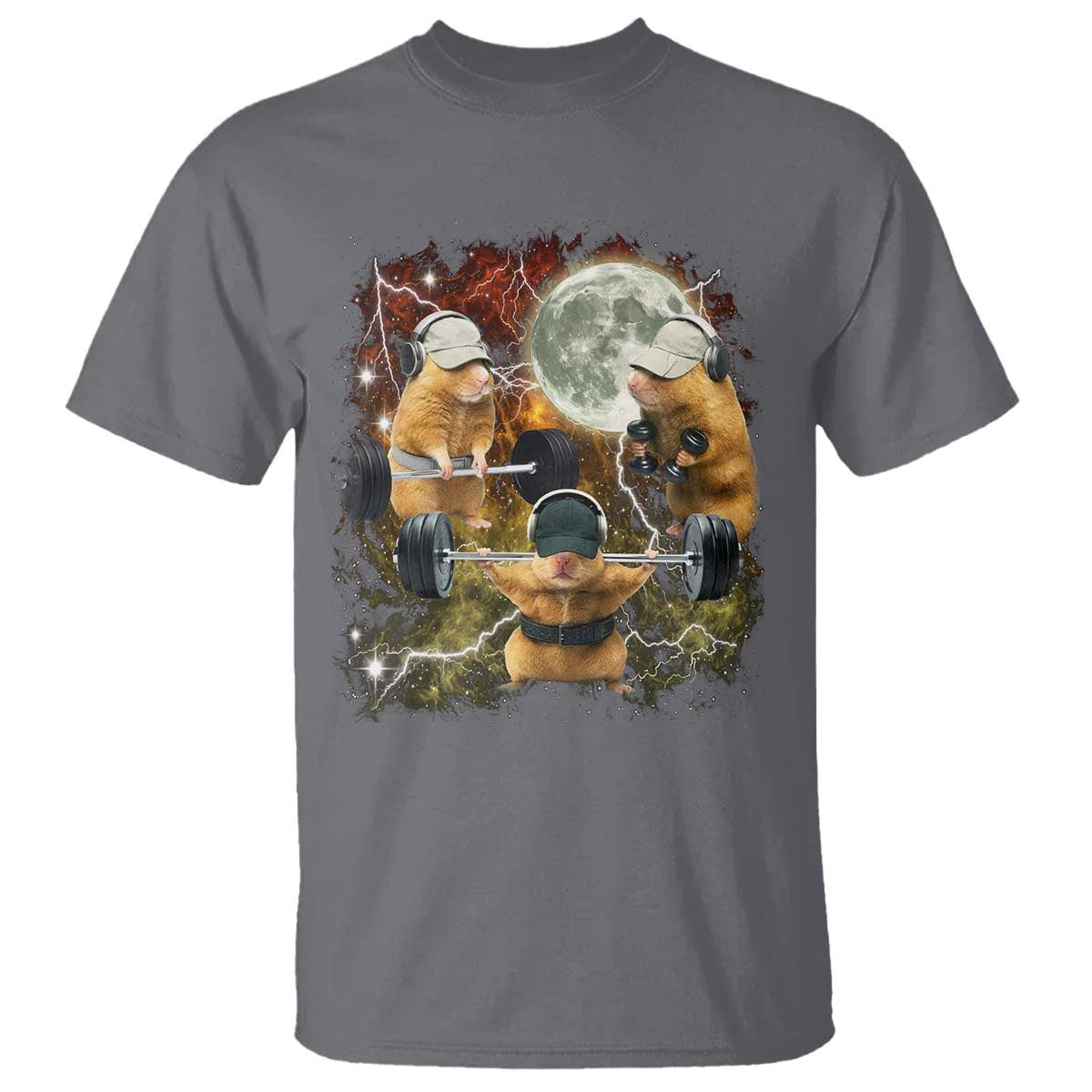Hamster Deadlift T Shirt Funny Cute Rat Fitness Gym Weightlifting Meme TS10 Charcoal Print Your Wear