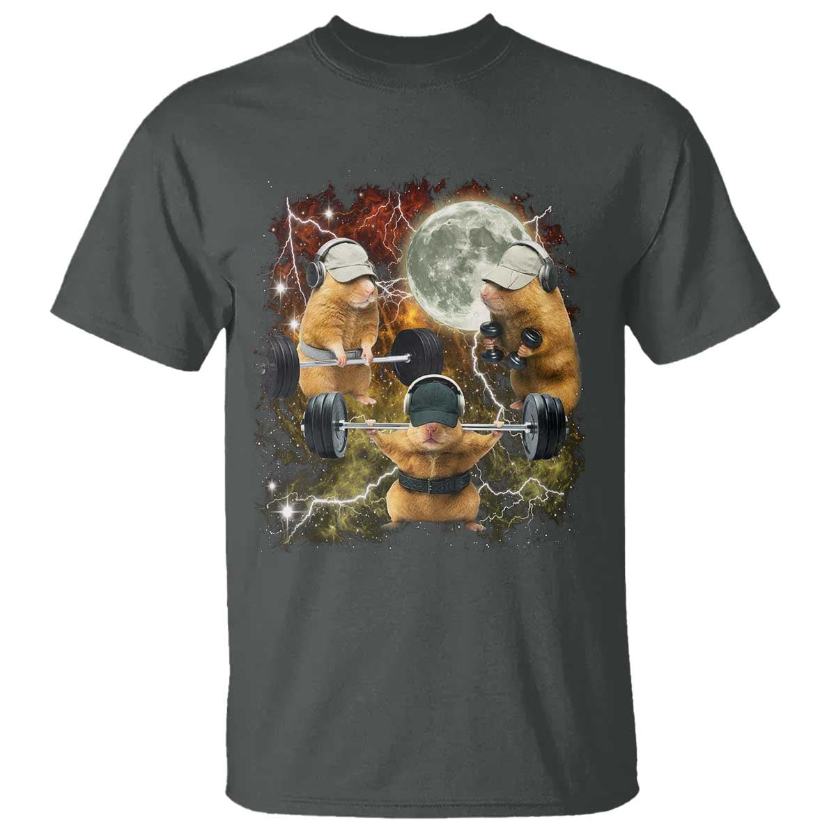 Hamster Deadlift T Shirt Funny Cute Rat Fitness Gym Weightlifting Meme TS10 Dark Heather Print Your Wear