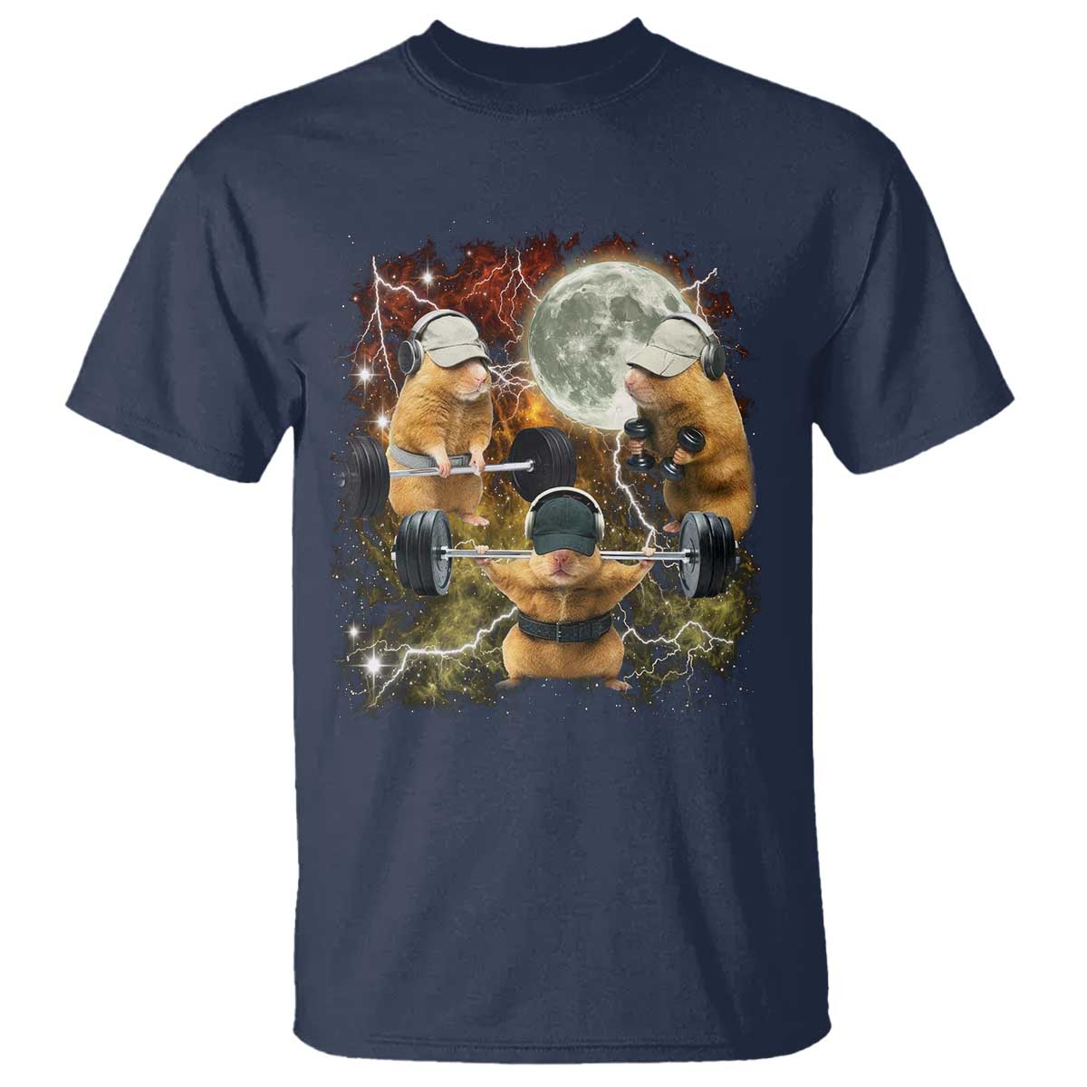Hamster Deadlift T Shirt Funny Cute Rat Fitness Gym Weightlifting Meme TS10 Navy Print Your Wear
