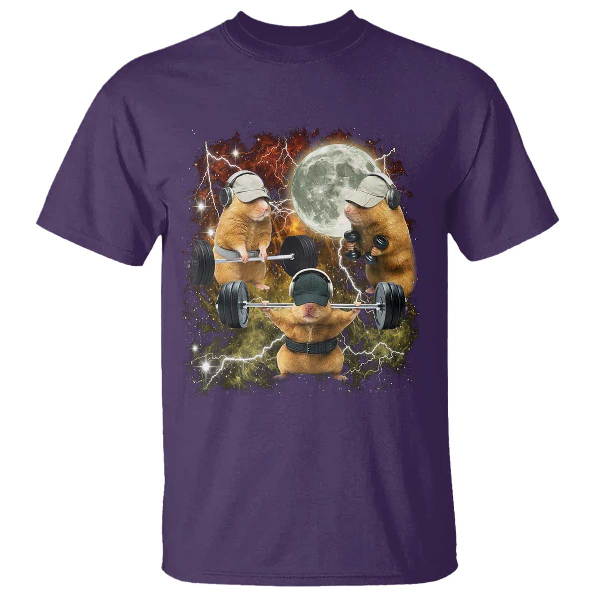 Hamster Deadlift T Shirt Funny Cute Rat Fitness Gym Weightlifting Meme TS10 Purple Print Your Wear