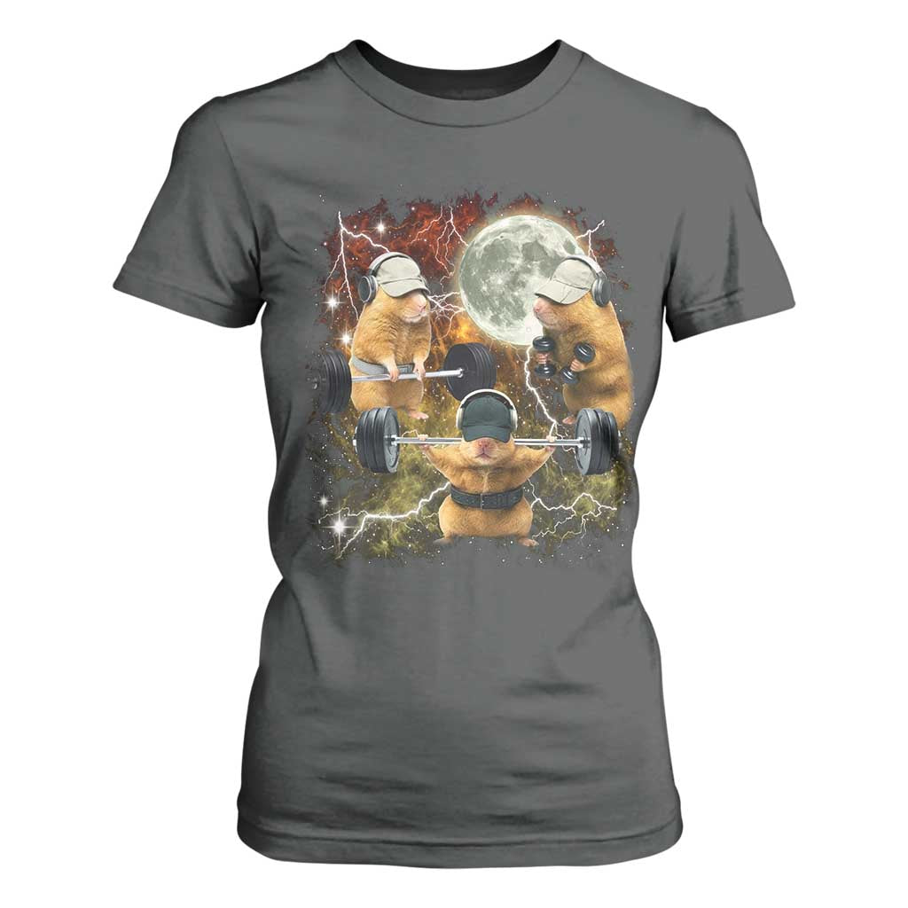 Hamster Deadlift T Shirt For Women Funny Cute Rat Fitness Gym Weightlifting Meme TS10 Dark Heather Print Your Wear