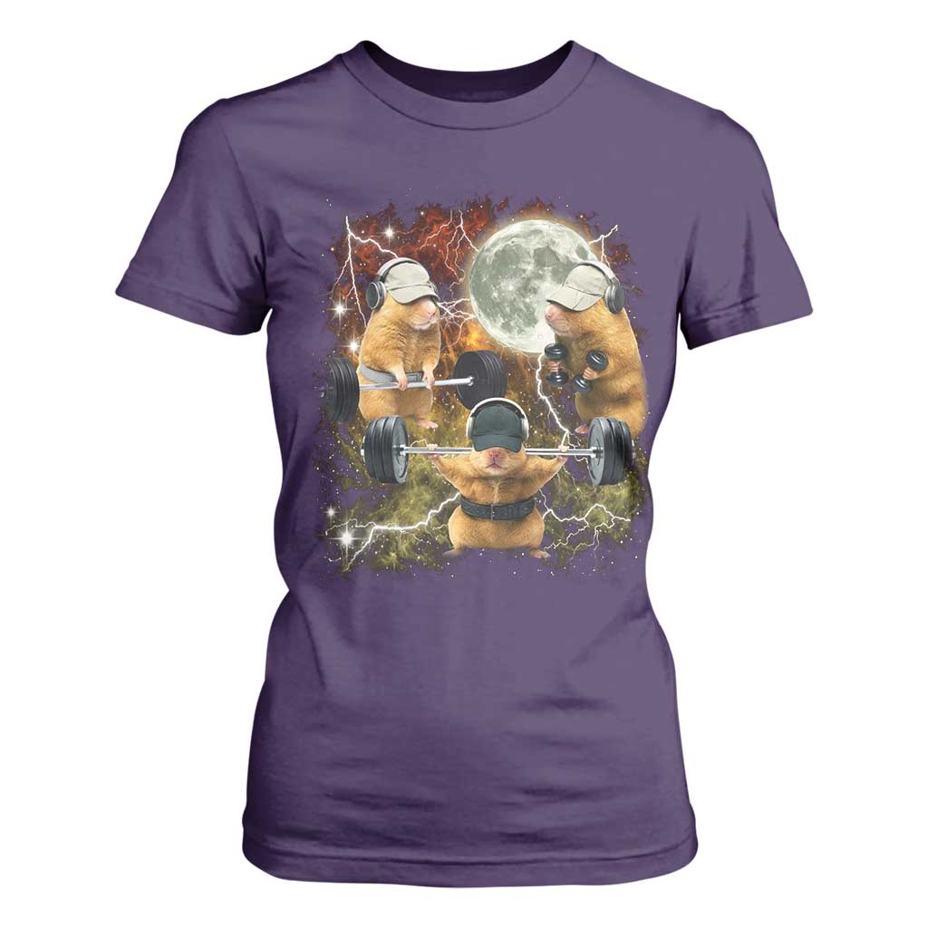Hamster Deadlift T Shirt For Women Funny Cute Rat Fitness Gym Weightlifting Meme TS10 Purple Print Your Wear