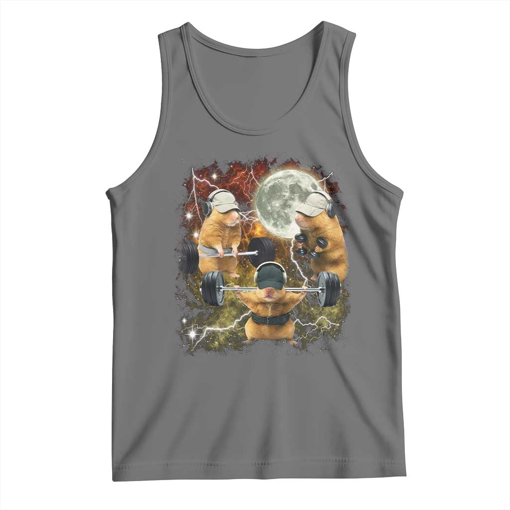 Hamster Deadlift Tank Top Funny Cute Rat Fitness Gym Weightlifting Meme TS10 Black Heather Print Your Wear