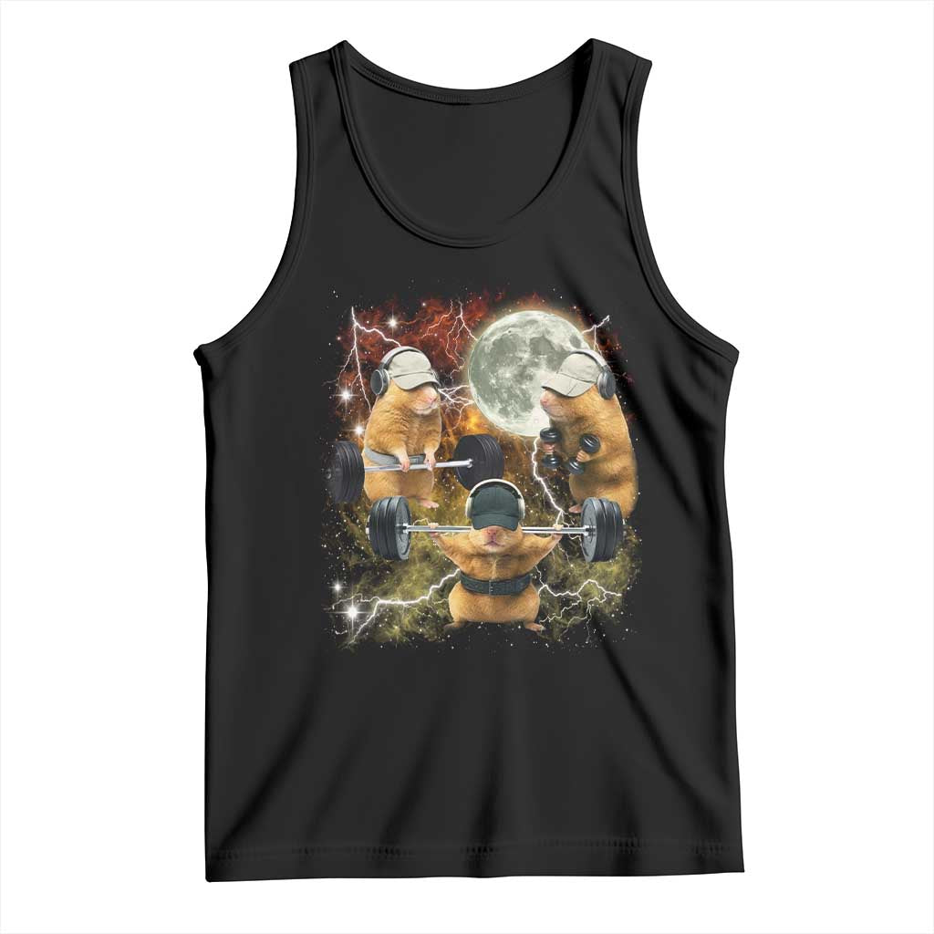 Hamster Deadlift Tank Top Funny Cute Rat Fitness Gym Weightlifting Meme TS10 Black Print Your Wear