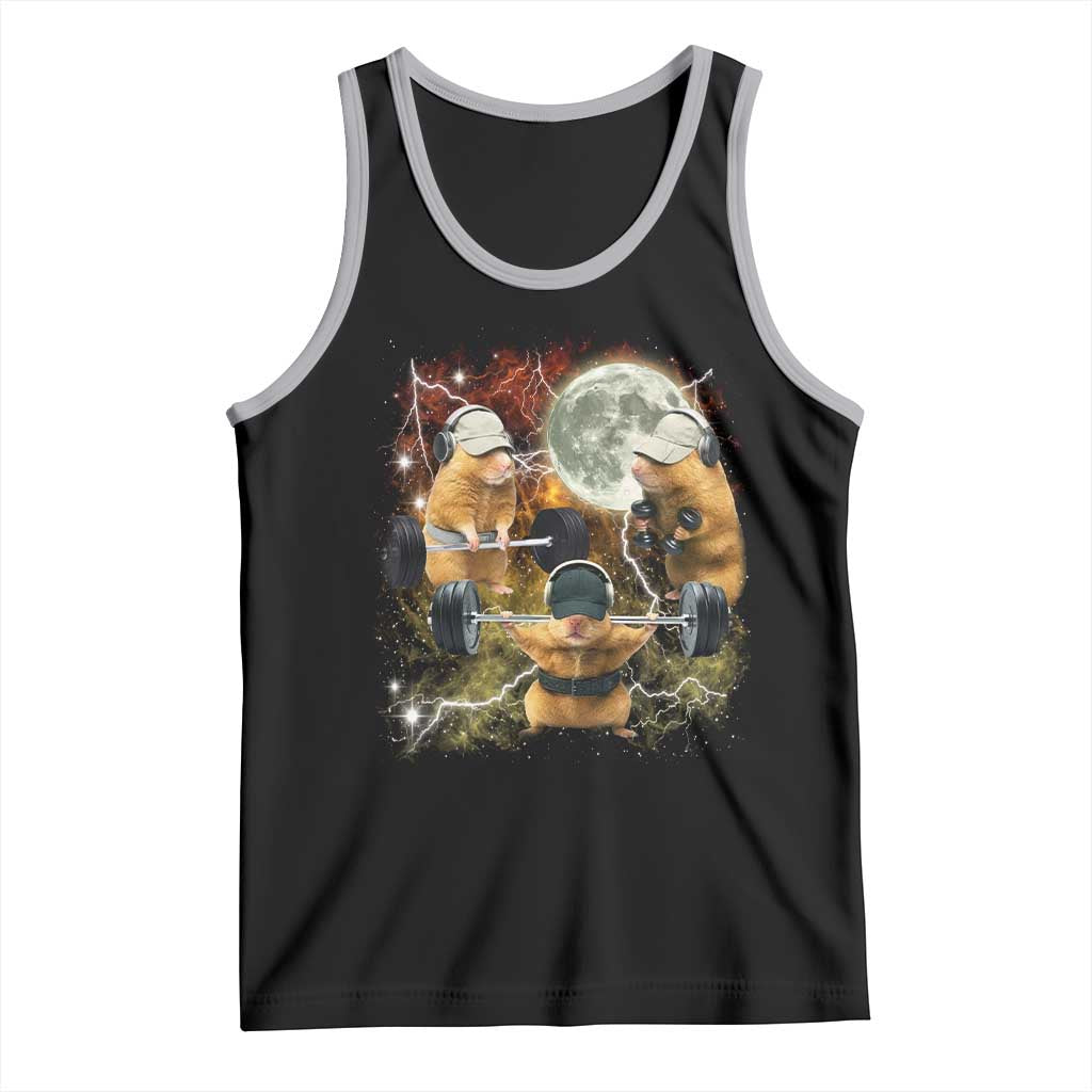 Hamster Deadlift Tank Top Funny Cute Rat Fitness Gym Weightlifting Meme TS10 Black Athletic Heather Print Your Wear