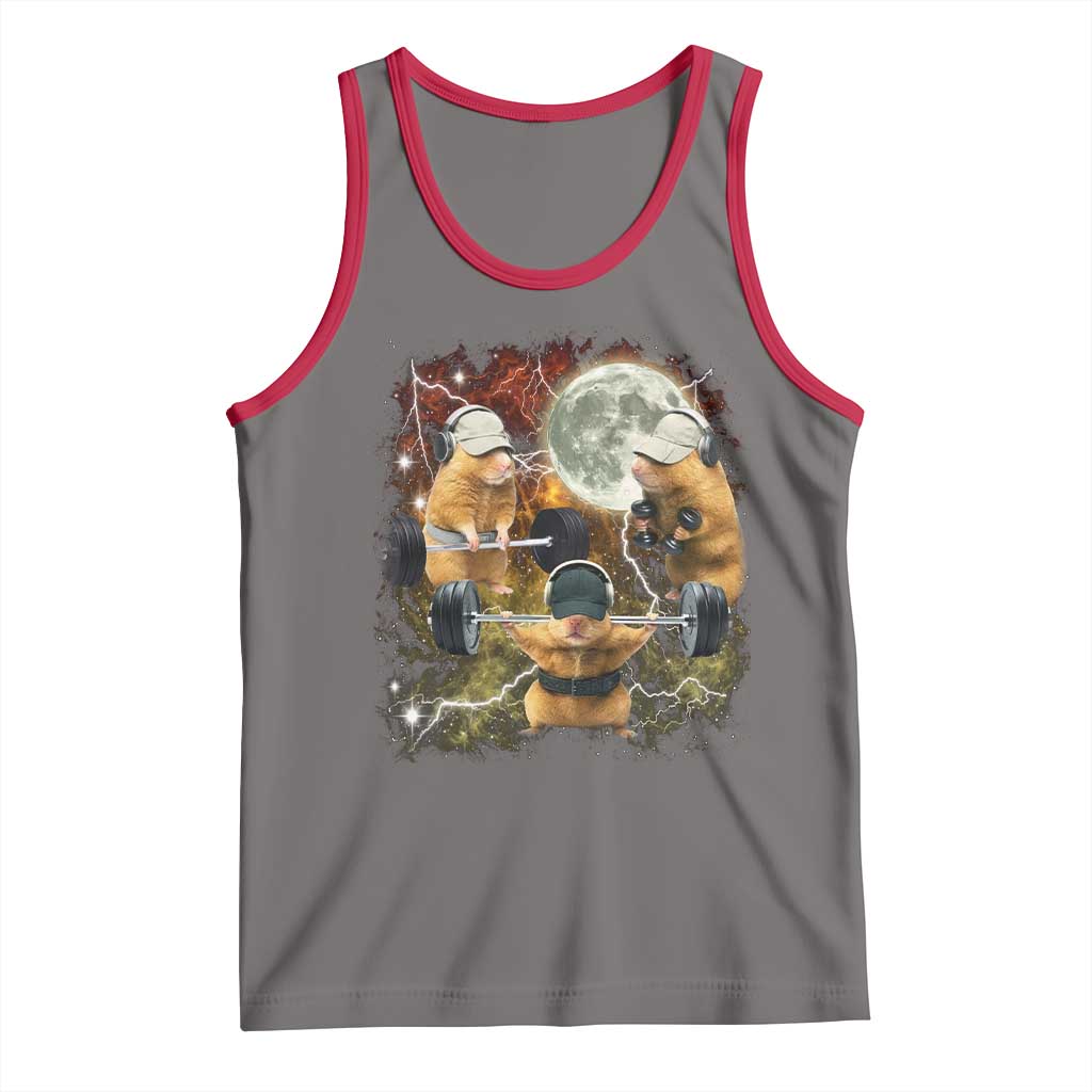 Hamster Deadlift Tank Top Funny Cute Rat Fitness Gym Weightlifting Meme TS10 Deep Heather Red Print Your Wear