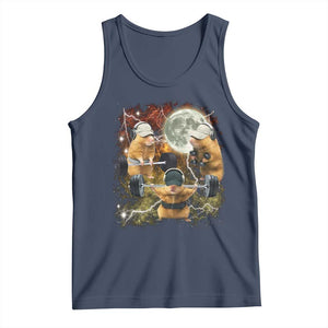 Hamster Deadlift Tank Top Funny Cute Rat Fitness Gym Weightlifting Meme TS10 Navy Print Your Wear