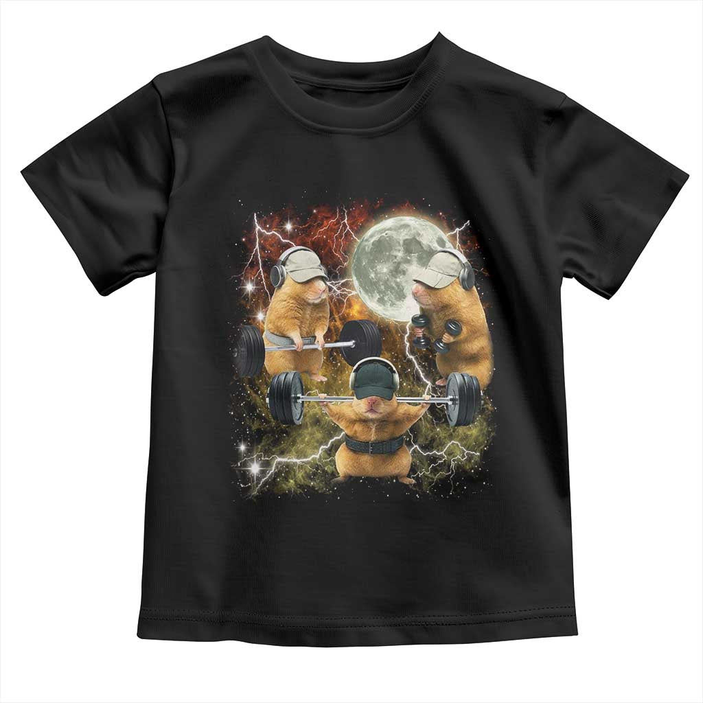 Hamster Deadlift Toddler T Shirt Funny Cute Rat Fitness Gym Weightlifting Meme TS10 Black Print Your Wear