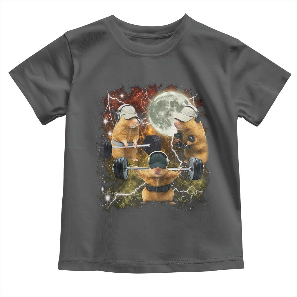 Hamster Deadlift Toddler T Shirt Funny Cute Rat Fitness Gym Weightlifting Meme TS10 Dark Heather Print Your Wear