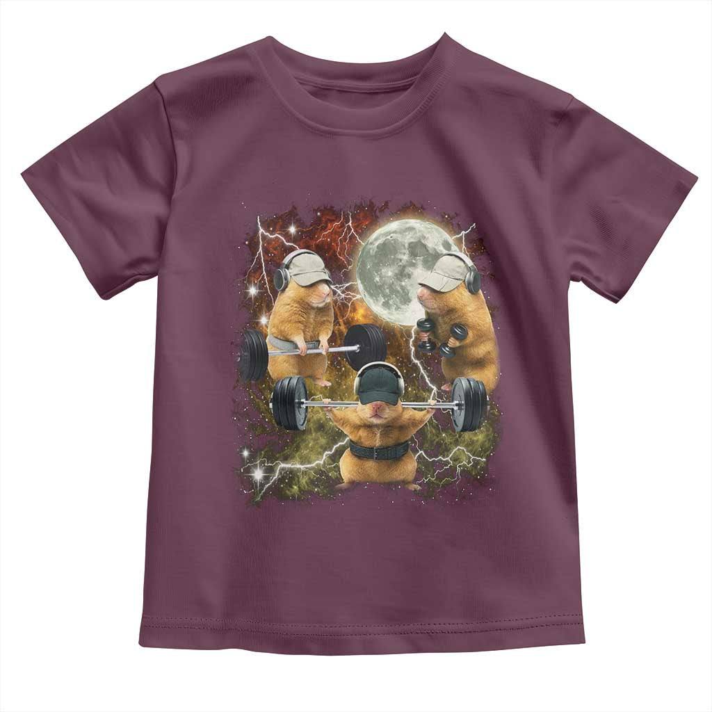 Hamster Deadlift Toddler T Shirt Funny Cute Rat Fitness Gym Weightlifting Meme TS10 Maroon Print Your Wear