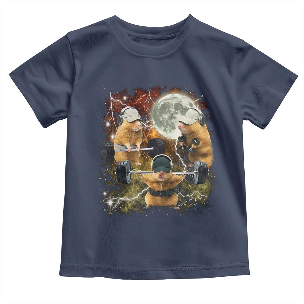 Hamster Deadlift Toddler T Shirt Funny Cute Rat Fitness Gym Weightlifting Meme TS10 Navy Print Your Wear