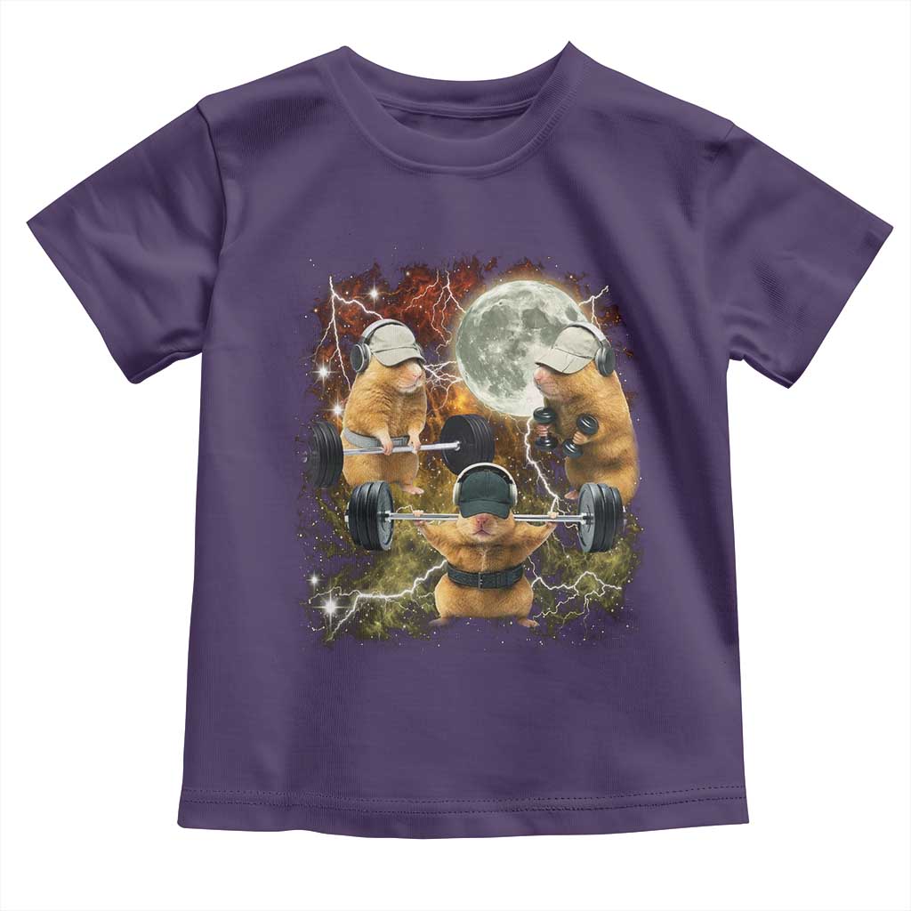 Hamster Deadlift Toddler T Shirt Funny Cute Rat Fitness Gym Weightlifting Meme TS10 Purple Print Your Wear