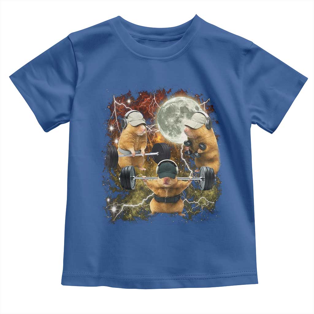 Hamster Deadlift Toddler T Shirt Funny Cute Rat Fitness Gym Weightlifting Meme TS10 Royal Blue Print Your Wear
