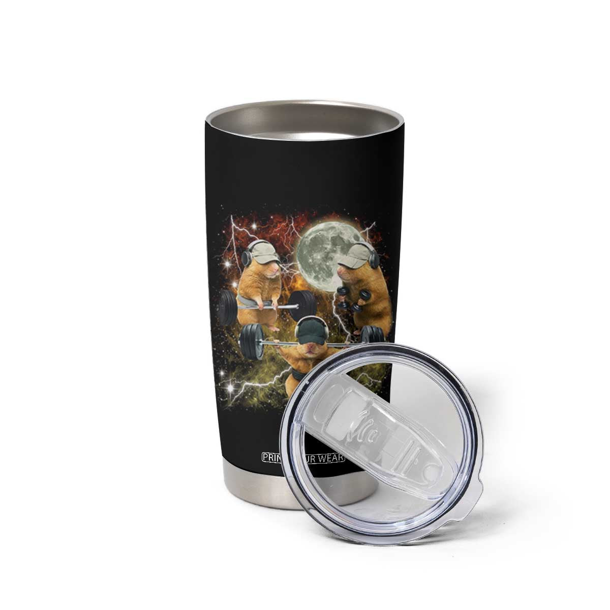 Hamster Deadlift Tumbler Cup Funny Cute Rat Fitness Gym Weightlifting Meme TS10 Print Your Wear