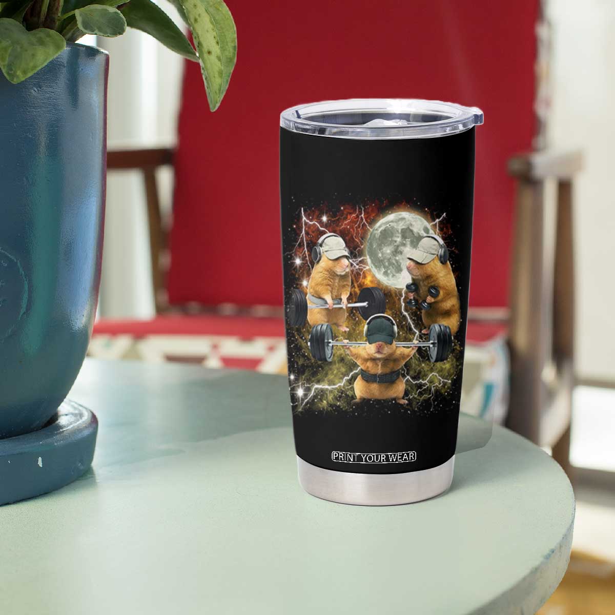 Hamster Deadlift Tumbler Cup Funny Cute Rat Fitness Gym Weightlifting Meme TS10 Print Your Wear