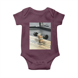 Hamster Gym Baby Onesie Funny Rat Workout Weightlifting Pump Cover TS10 Maroon Print Your Wear