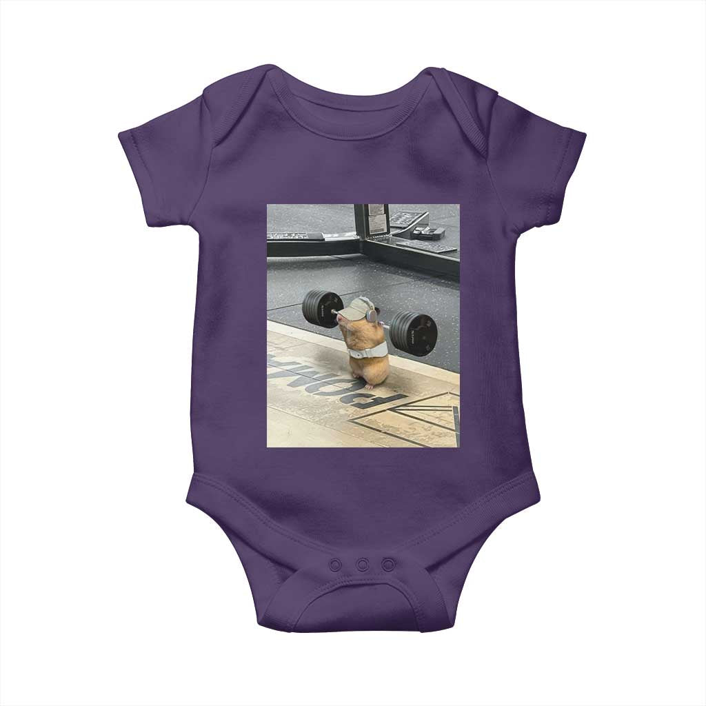 Hamster Gym Baby Onesie Funny Rat Workout Weightlifting Pump Cover TS10 Purple Print Your Wear