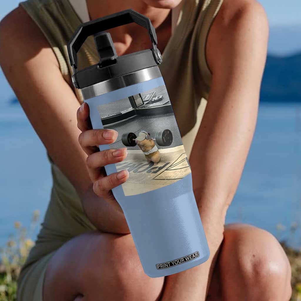 Hamster Gym Flip Straw Tumbler Funny Rat Workout Weightlifting Pump Cover TS10 One Size: 30 oz Light Blue Print Your Wear