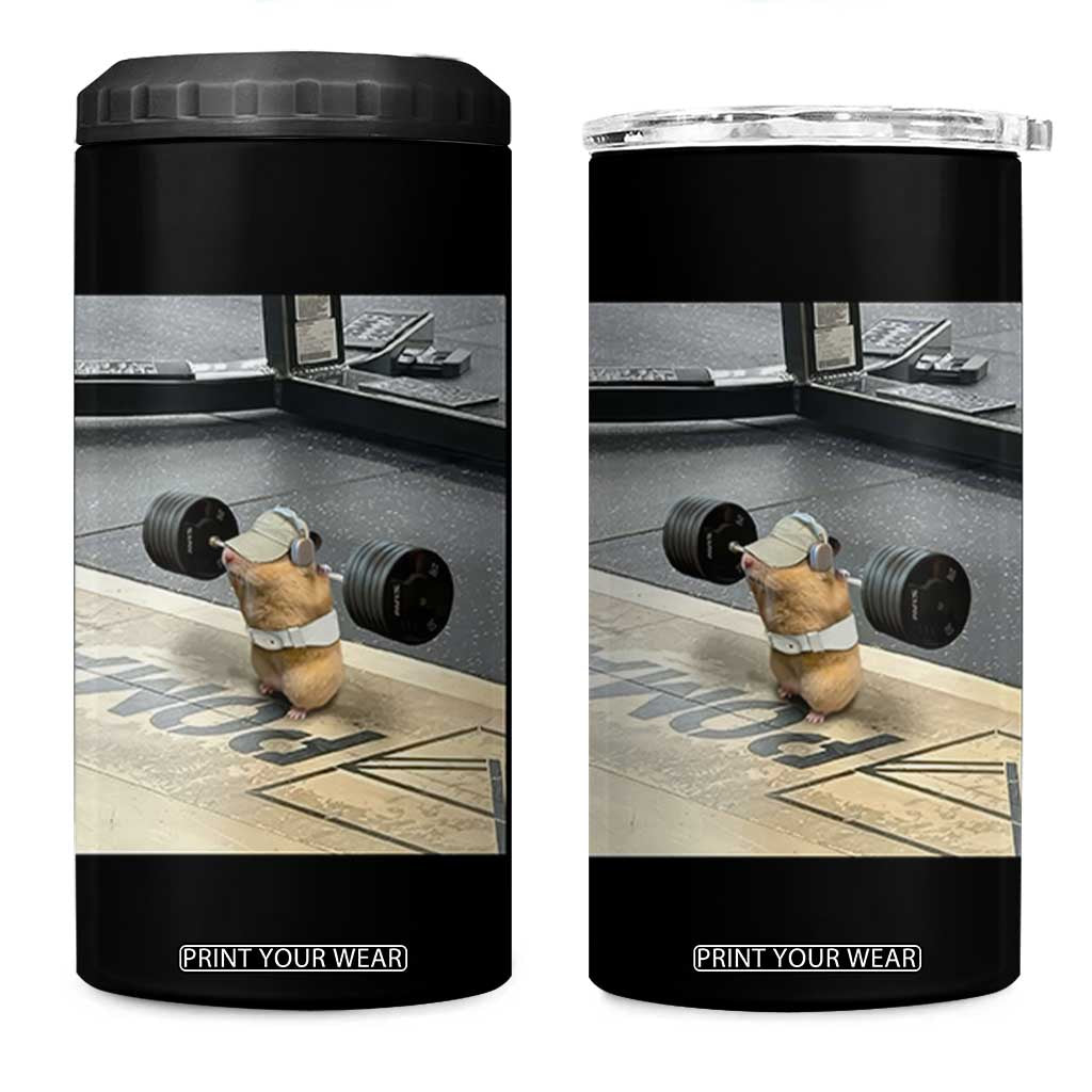 Hamster Gym 4 in 1 Can Cooler Tumbler Funny Rat Workout Weightlifting Pump Cover TS10 One Size: 16 oz Black Print Your Wear