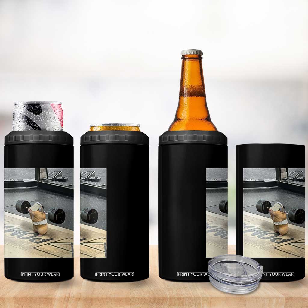 Hamster Gym 4 in 1 Can Cooler Tumbler Funny Rat Workout Weightlifting Pump Cover TS10 Print Your Wear
