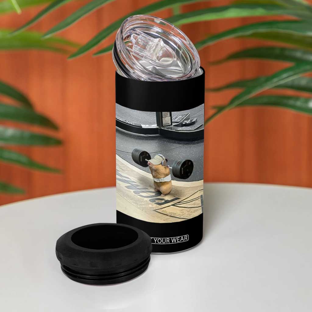Hamster Gym 4 in 1 Can Cooler Tumbler Funny Rat Workout Weightlifting Pump Cover TS10 Print Your Wear