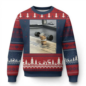 Hamster Gym Ugly Christmas Sweater Funny Rat Workout Weightlifting Pump Cover TS10 Navy Red Print Your Wear