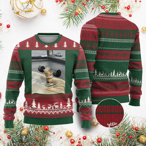 Hamster Gym Ugly Christmas Sweater Funny Rat Workout Weightlifting Pump Cover TS10 Red Green Print Your Wear