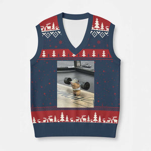 Hamster Gym V-Neck Knit Sweater Vest Funny Rat Workout Weightlifting Pump Cover TS10 Navy Red Print Your Wear