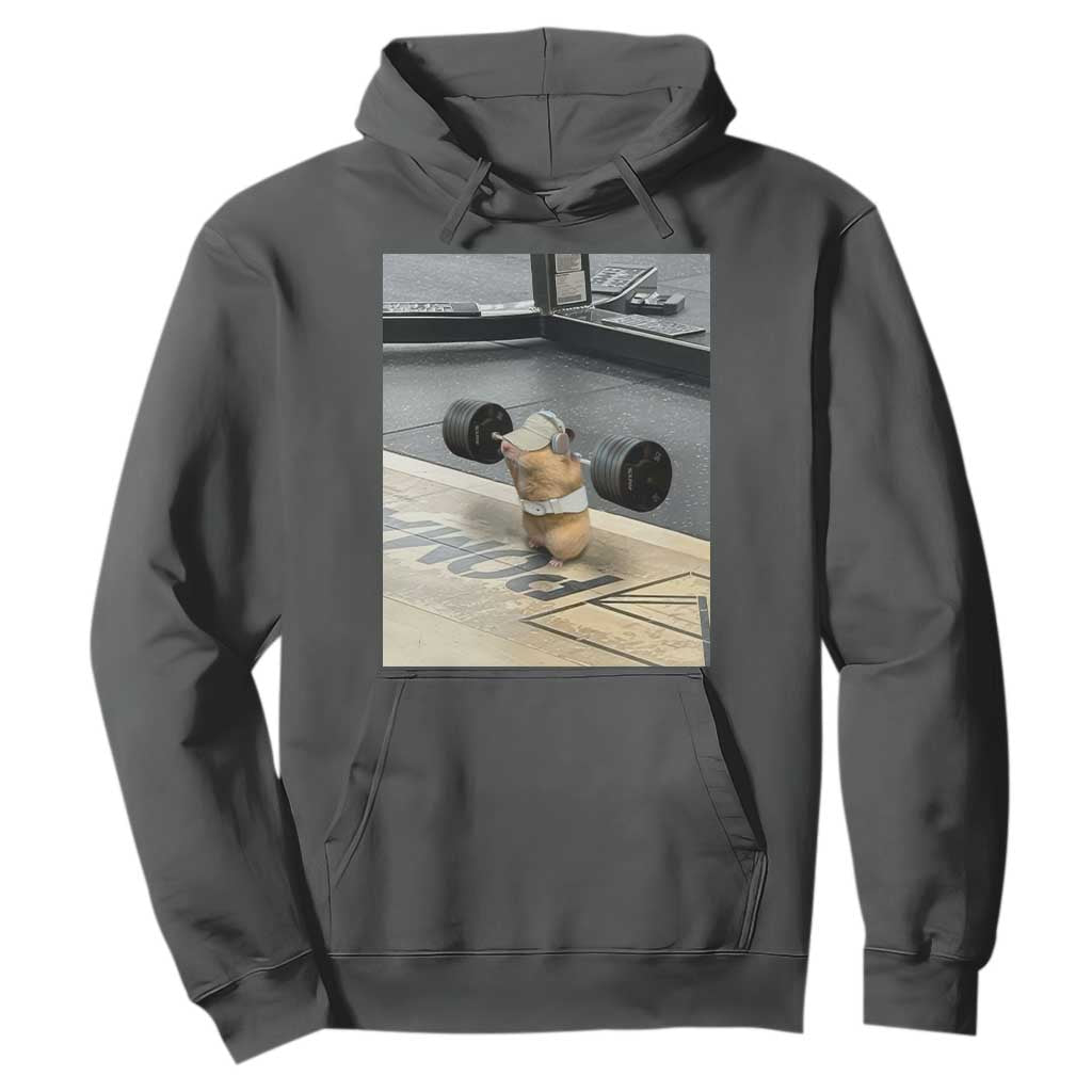 Hamster Gym Hoodie Funny Rat Workout Weightlifting Pump Cover TS10 Dark Heather Print Your Wear