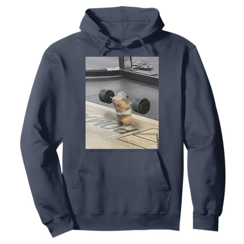 Hamster Gym Hoodie Funny Rat Workout Weightlifting Pump Cover TS10 Navy Print Your Wear