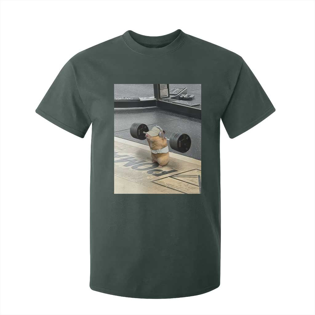 Hamster Gym T Shirt For Kid Funny Rat Workout Weightlifting Pump Cover TS10 Dark Forest Green Print Your Wear